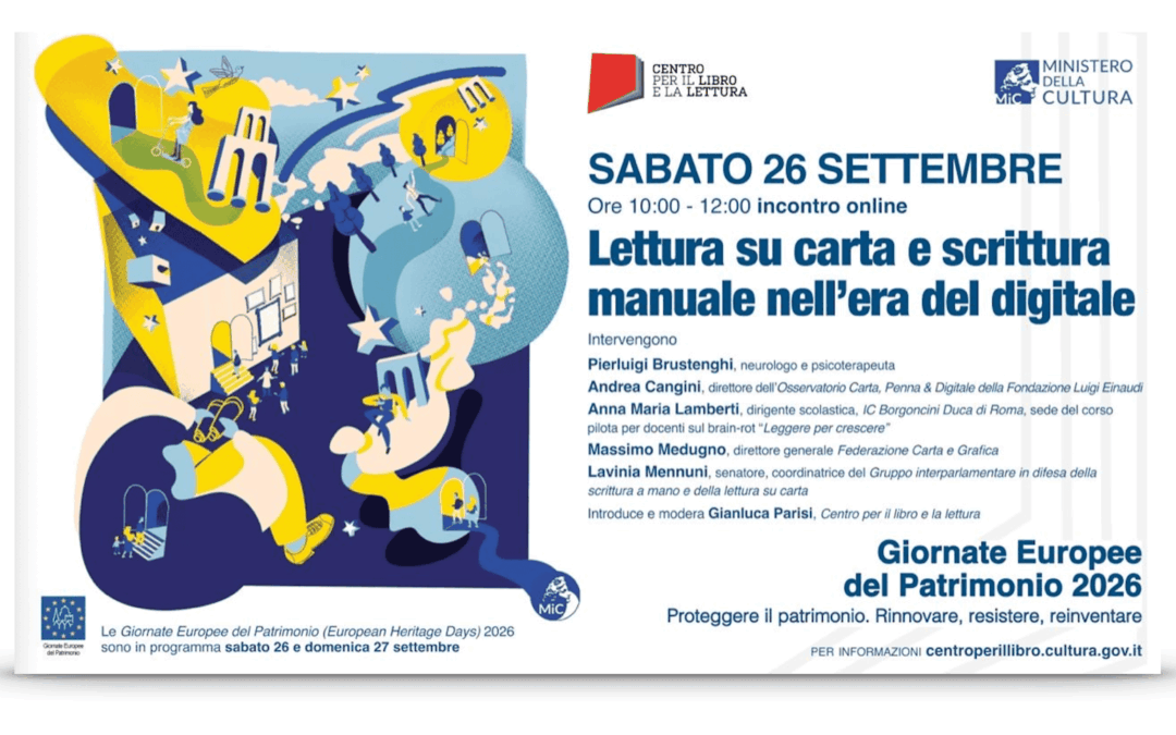 La Federazione parla di lettura su carta il 26/9 alle Giornate Europee del Patrimonio