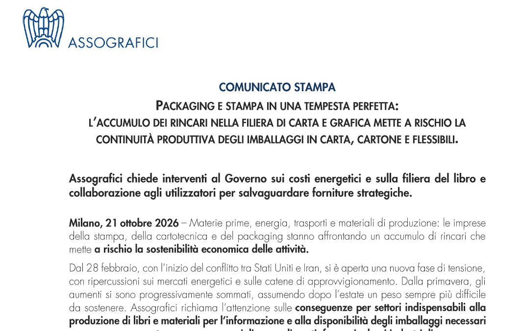 Packaging e stampa in una tempesta perfetta: a rischio la continuità produttiva degli imballaggi in carta, cartone e flessibili